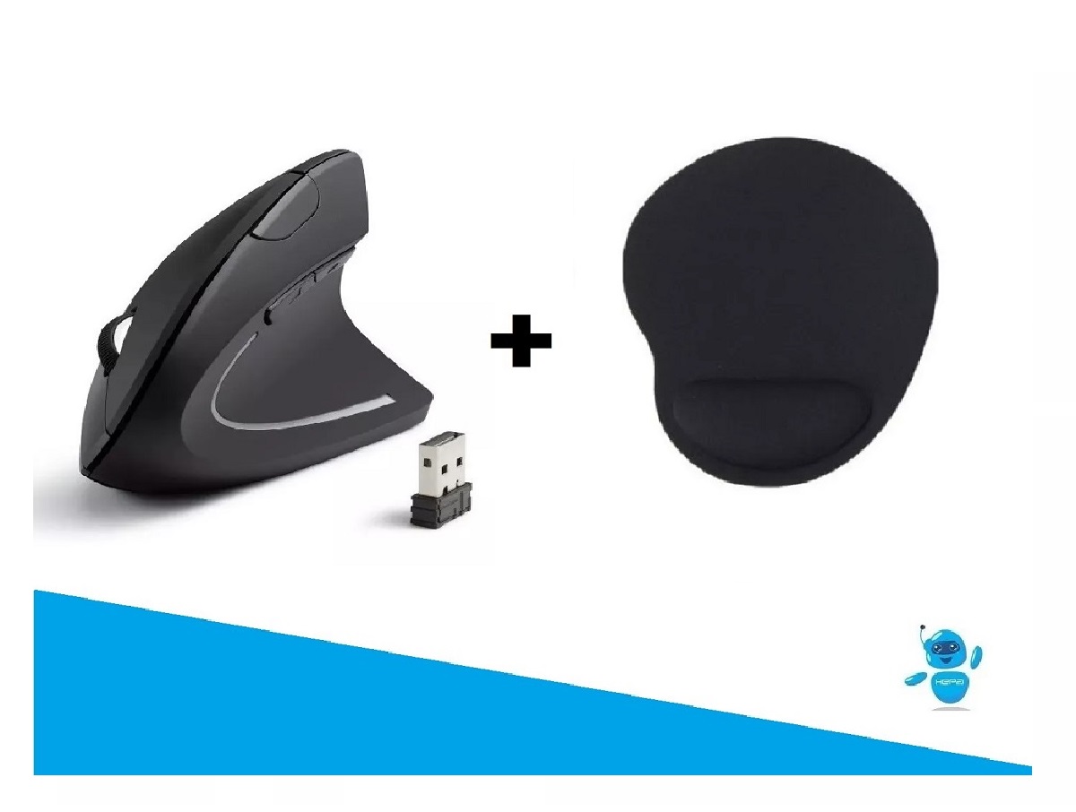 Mouse Inalámbrico Ergonómico + pad mouse
